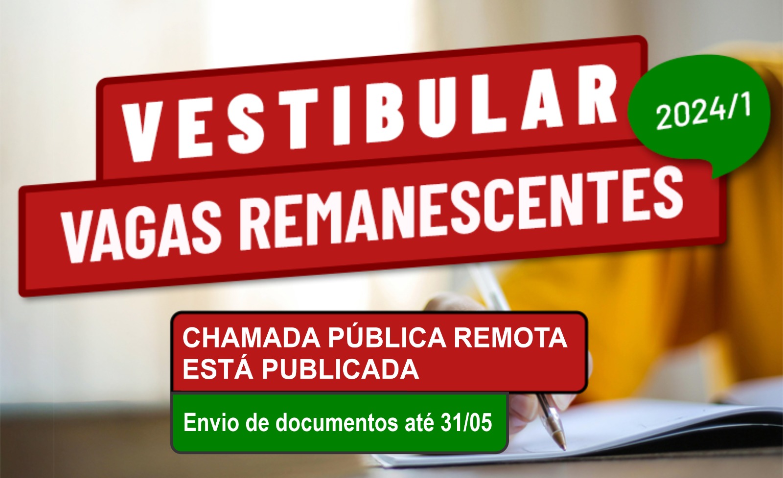 Publicada a chamada para matrícula remota no Vestibular de Vagas Remanescentes do Câmpus Goiânia